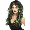 Perruque noire avec mèches vertes femme - perruque gothique halloween