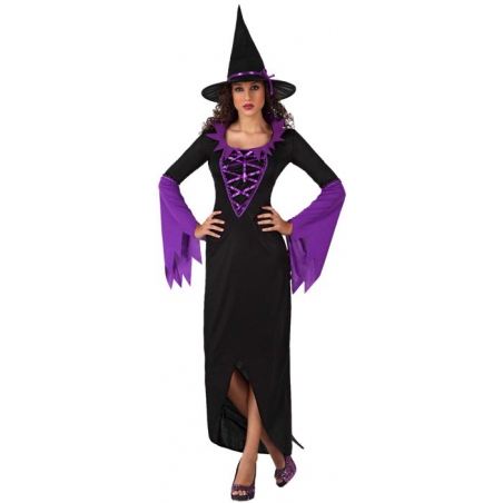 deguisement sorciere noire et violette adulte - sorcieres halloween femme