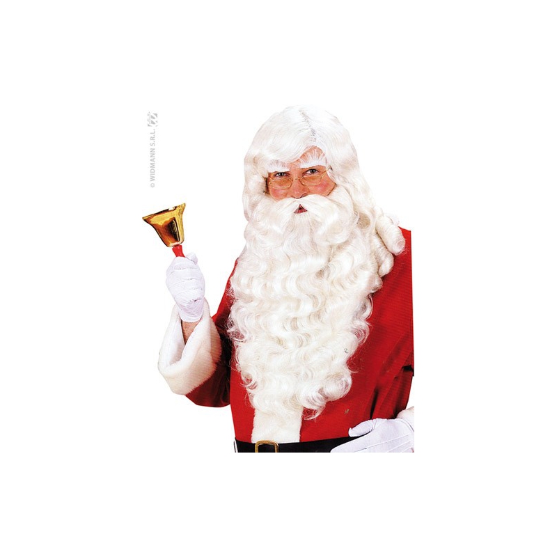 Perruque de père noël luxe avec barbe, moustaches et sourcils