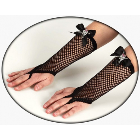 gants halloween femme, paire de gants resille tête de mort