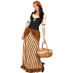 déguisement médiéval pour femme disponible en taille S, ML et XL avec robe médiévale et bandeau 