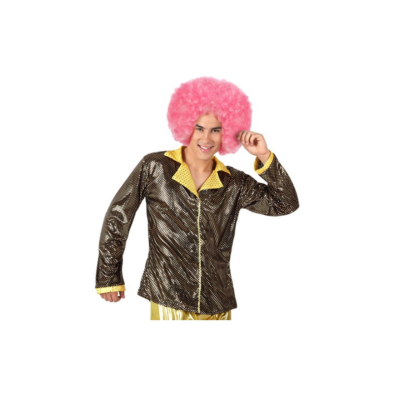 chemise disco pour homme, couleur noir et or - deguisements disco