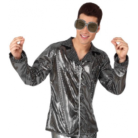 chemise disco argent à paillettes pour homme - deguisements disco, années 70