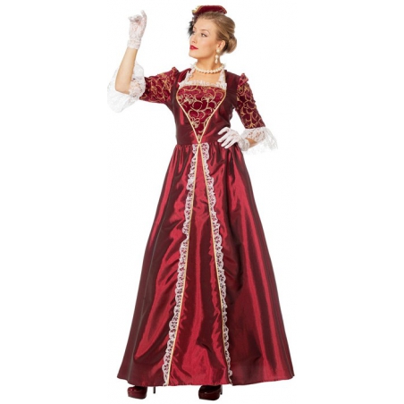 costume de marquise pour femme, longue robe bordeaux - SA011S