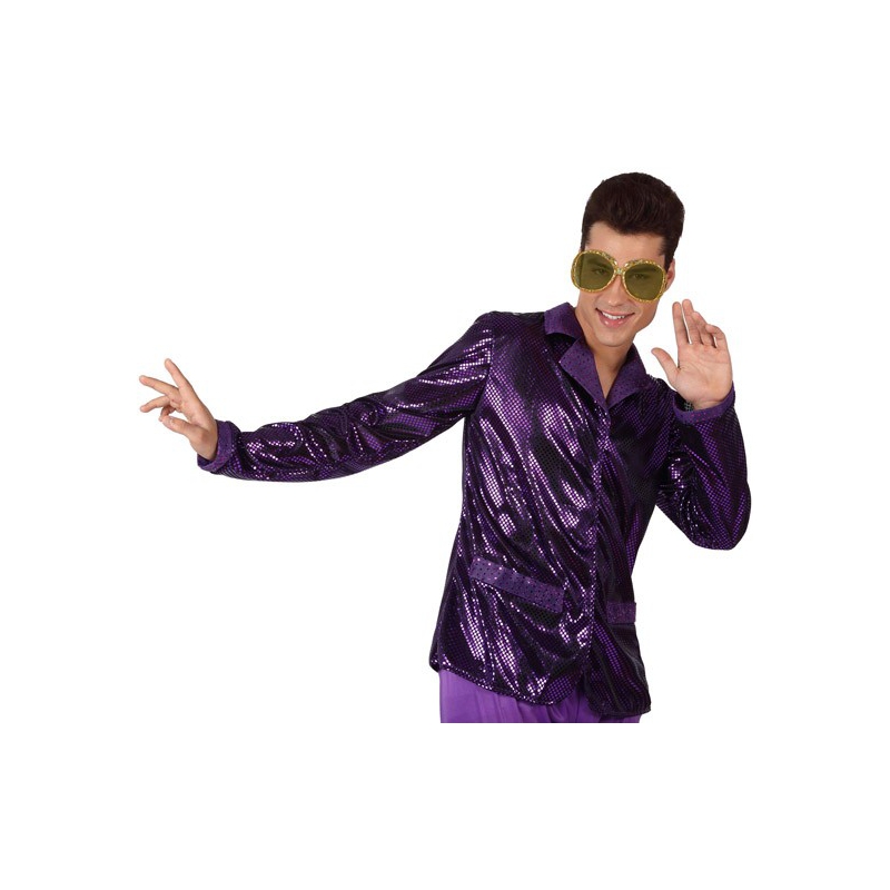 Chemise disco violette pour homme - accessoire costume disco - WA088A 
