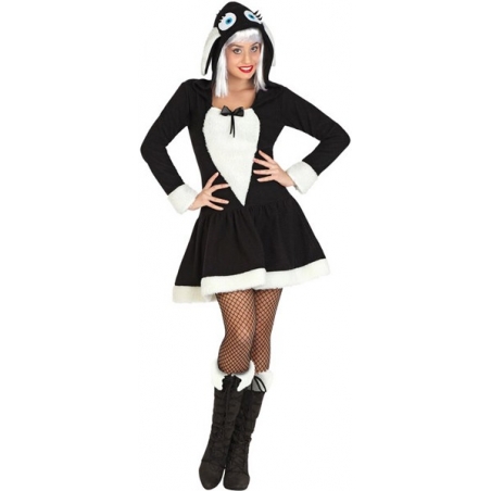 déguisement de brebis pour femme, robe à capuche de couleur noir et blanc