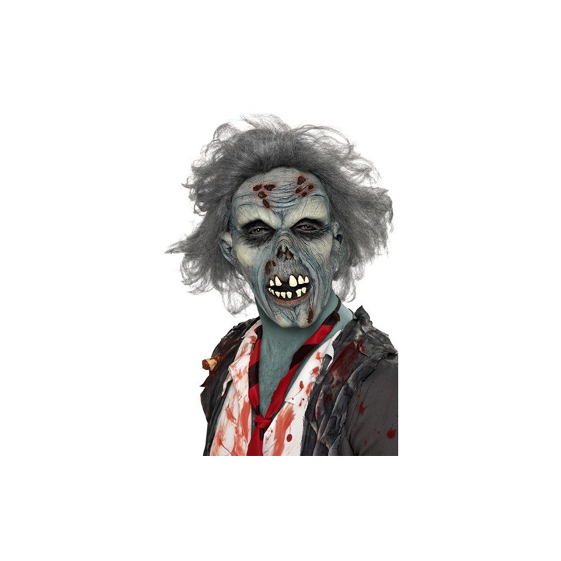masque zombie halloween adulte, en latex avec cheveux - deguisements halloween