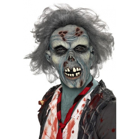 masque zombie halloween adulte, en latex avec cheveux - deguisements halloween