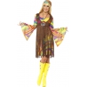 deguisement hippie femme psychédélique avec robe, gilet et bandeau deguisement hippie femme psychédélique avec robe, gilet et bandeau