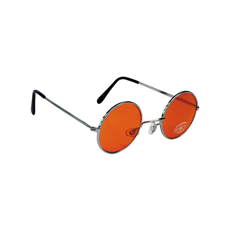 Lunettes hippie oranges, deguisements années 60 et célébrités britanniques