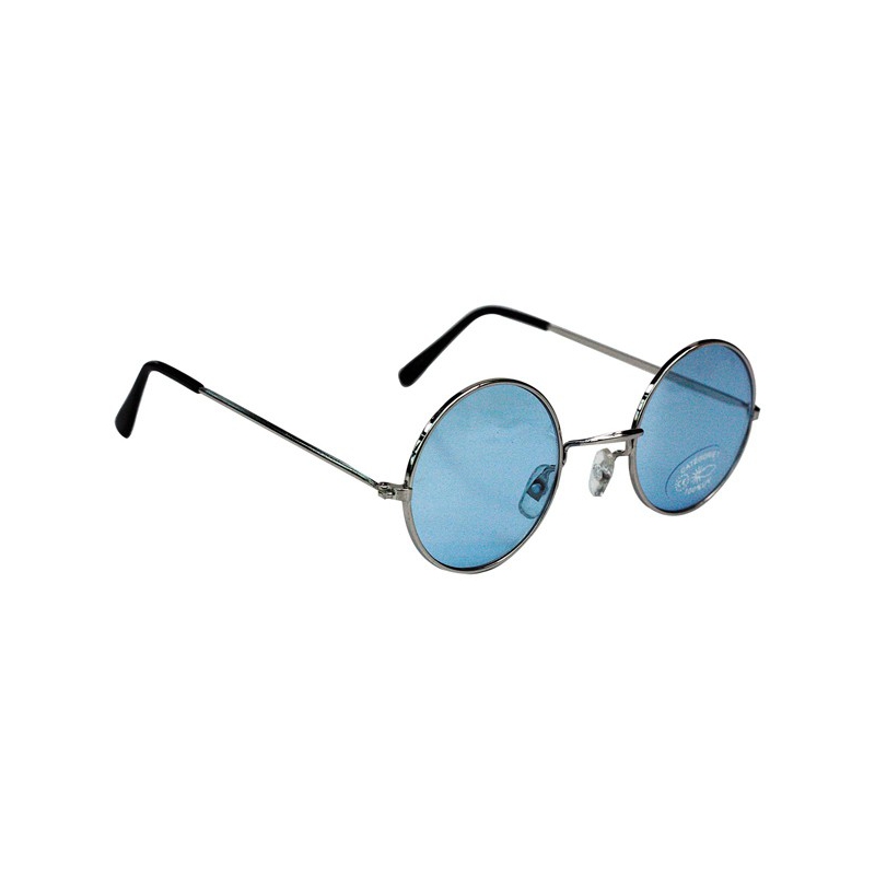 lunettes rondes année 60, hippy bleues