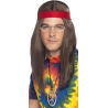 perruque hippie avec bandeau, pendentif et lunettes - kit déguisement hippie adulte
