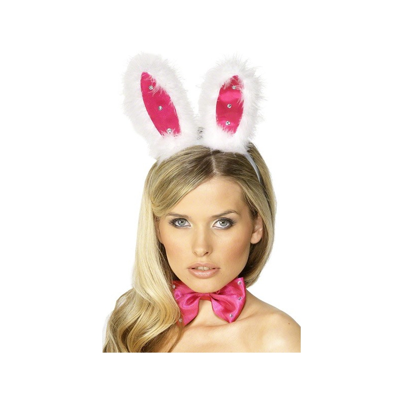 Oreilles de lapin avec noeud et queue, kit de deguisement lapin pour femme - BZ190A