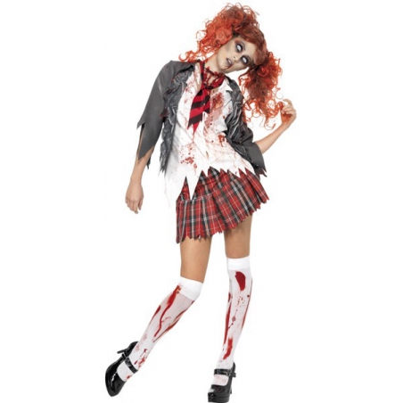 Déguisement zombie femme écolière