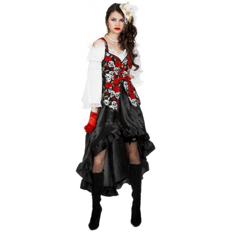 déguisement pirate gothique femme, skull and roses - SA003S