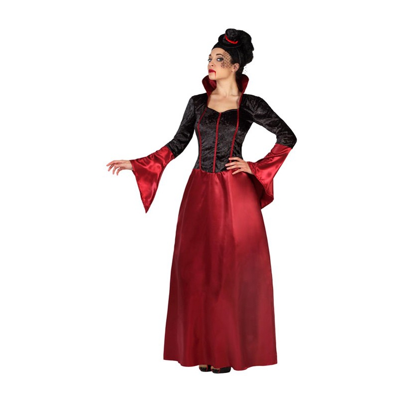 Déguisement vampire élégante femme, robe avec chapeau - costume halloween adulte