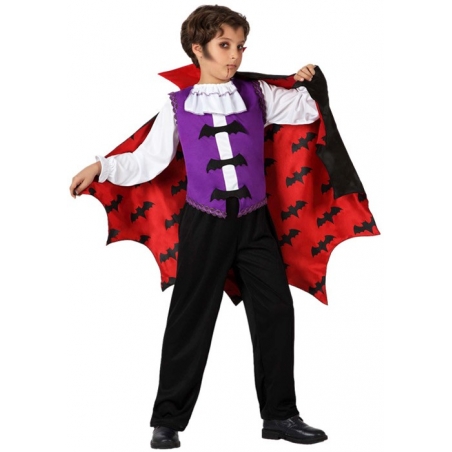 deguisement vampire garçon halloween avec motifs chauve-souris - costume enfant