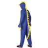 Costume de dinosaure pour adulte avec combinaison bleu et jaune à capuche - taille M/L et XL