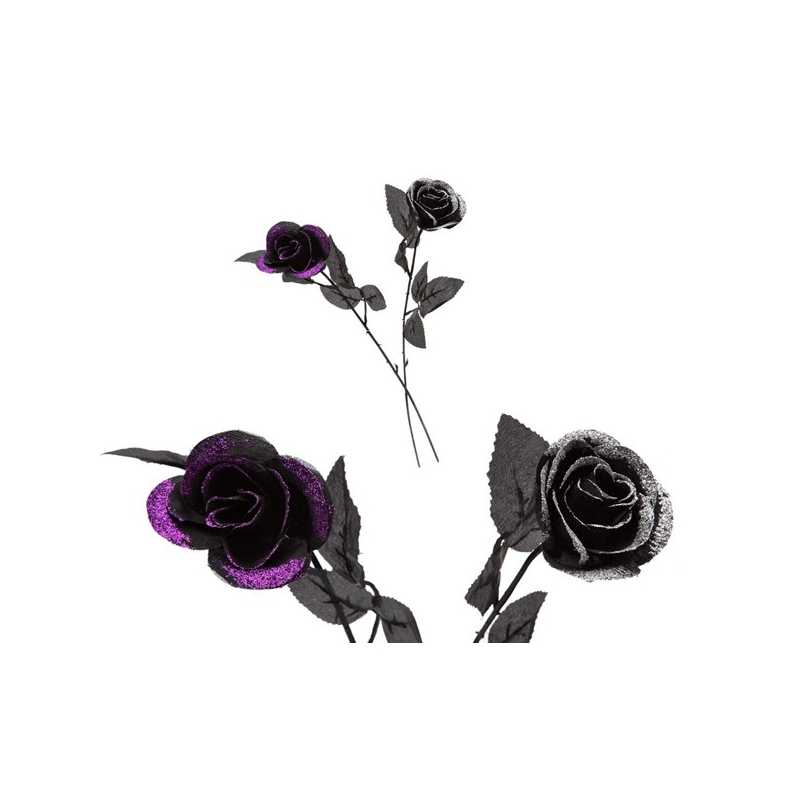 Rose noire à paillettes 