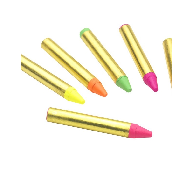 Maquillage neon fluo, 6 crayons de maquillage lumineux aux UV