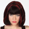 Perruque courte noire et rouge pour femme - perruque déguisement vampire