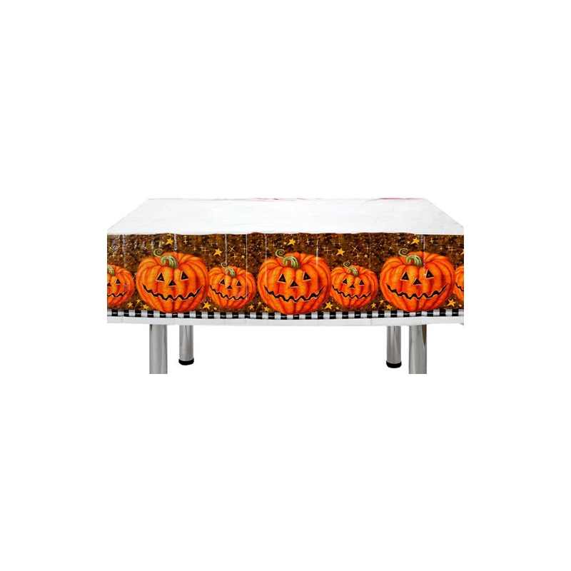 Nappe citrouille en plastique halloween