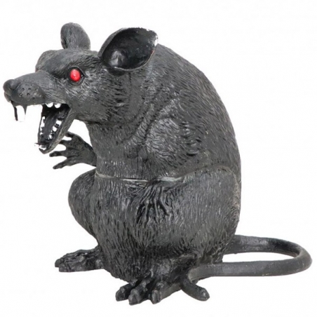 Rat noir en plastique d'environ 22 cm, idéal pour compléter votre décoration pour halloween