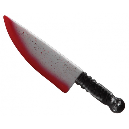 Couteau ensanglanté avec tête de mort d'environ 40 cm - accessoire costume halloween