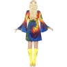 Costume hippie femme des années 60, robe multicolore