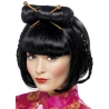 Perruque chinoise pour femme avec chignon et baguettes 