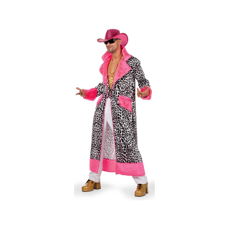 deguisement rappeur americain adulte, manteau leopard idéal pour carnaval ou soirée bling bling