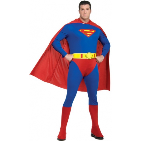 Déguisement Superman XXL pour homme avec combinaison imprimée, couvre-bottes et cape