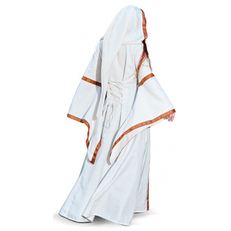 robe médiévale, longue robe blanche à capuche - déguisements médiévaux et moyen âge