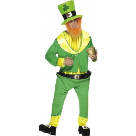 deguisement Saint Patrick homme, costume irlandais avec chapeau et barbe deguisement Saint Patrick homme, costume irlandais avec chapeau et barbe