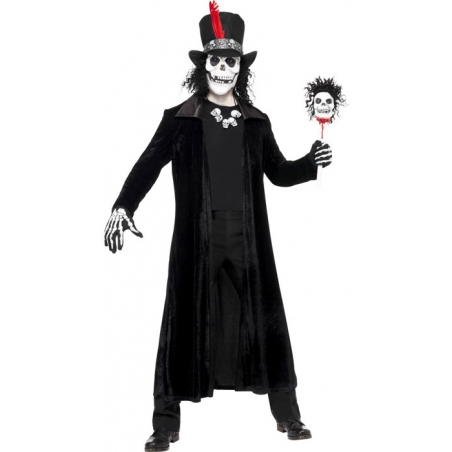 deguisement squelette homme vaudou, long manteau noir halloween deguisement squelette homme vaudou, long manteau noir halloween