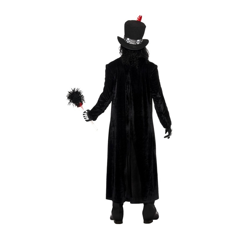 deguisement halloween homme, sorcier vaudou long manteau noir