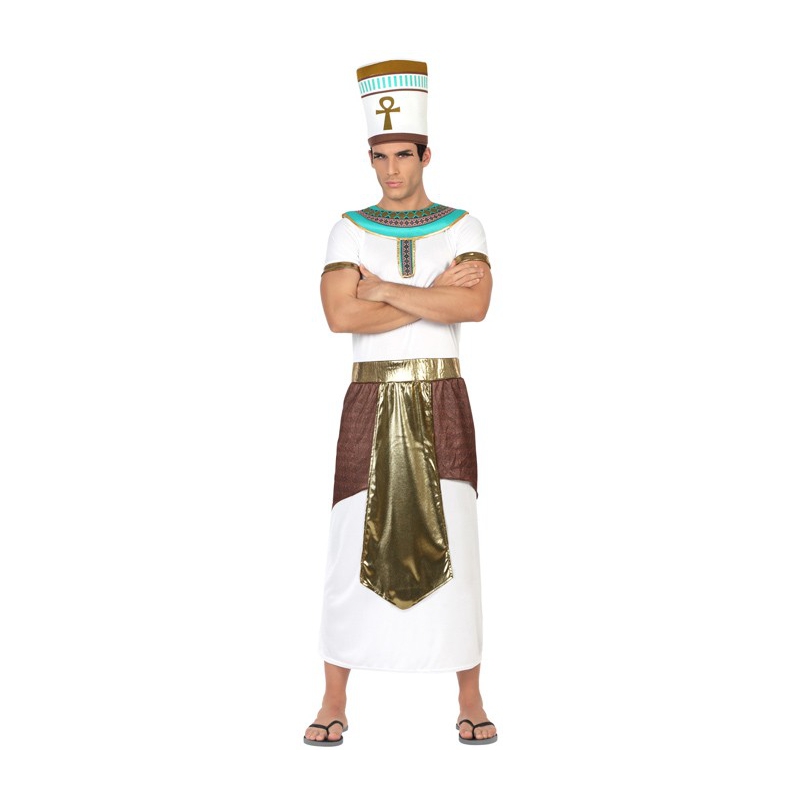 deguisement pharaon egyptien adulte avec tunique et coiffe - costume egyptien
