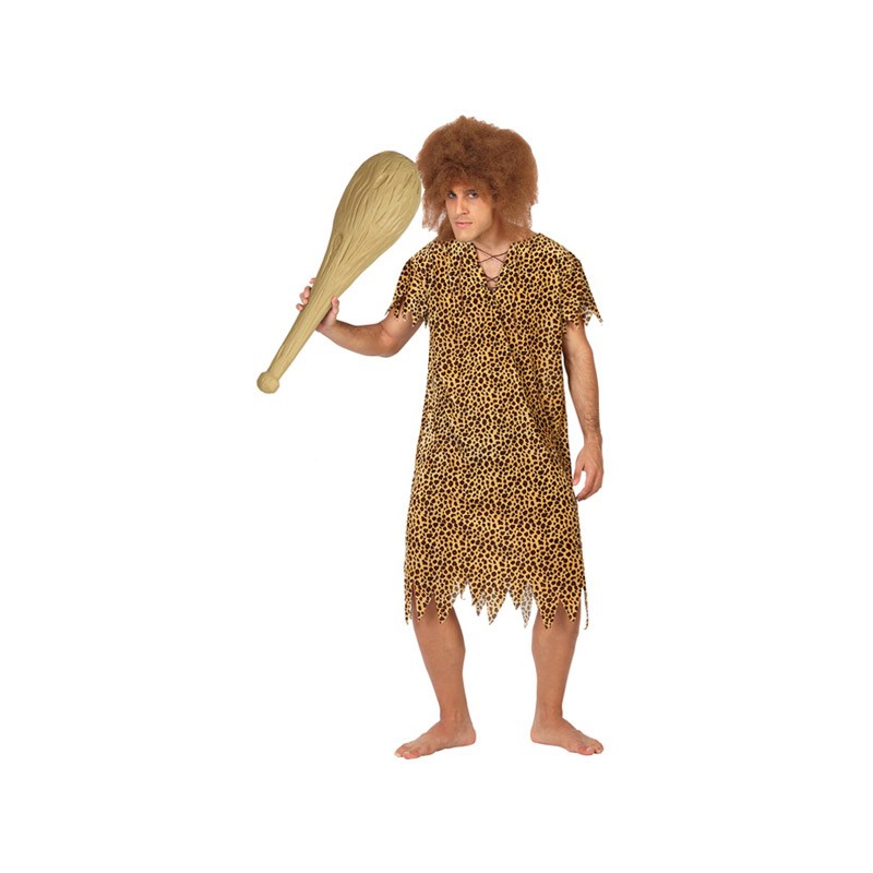 deguisement cromagnon homme des cavernes, tunique leopard - costume carnaval adulte