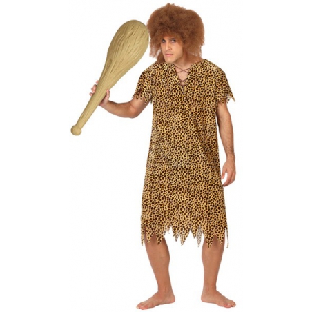deguisement cromagnon homme des cavernes, tunique leopard - costume carnaval adulte