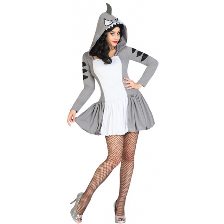 déguisement femme requin avec robe et capuche - WA447S
