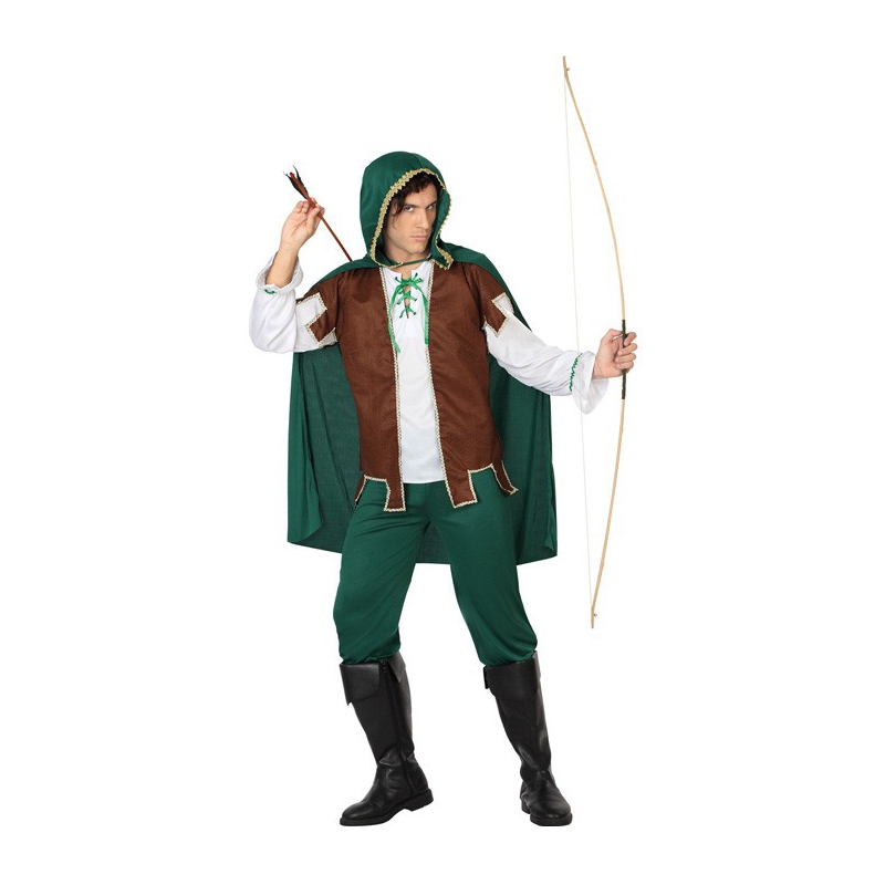 déguisement d'archer pour homme, justicier avec cape à capuche  