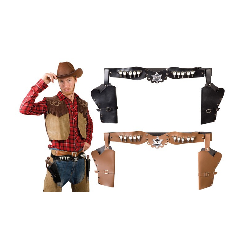 Ceinture cowboy double holster adulte
