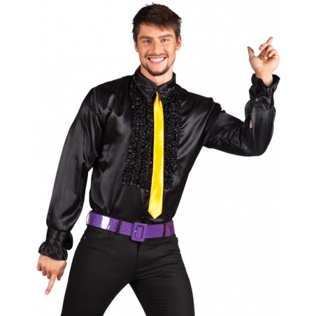 Chemise disco noire pour homme, chemise années 70 également disponible en grande taille