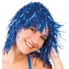 Perruque disco bleu effet métalique 