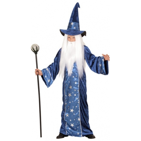 déguisement de magicien pour enfant de 4 à 13 ans, robe de sorcier et chapeau