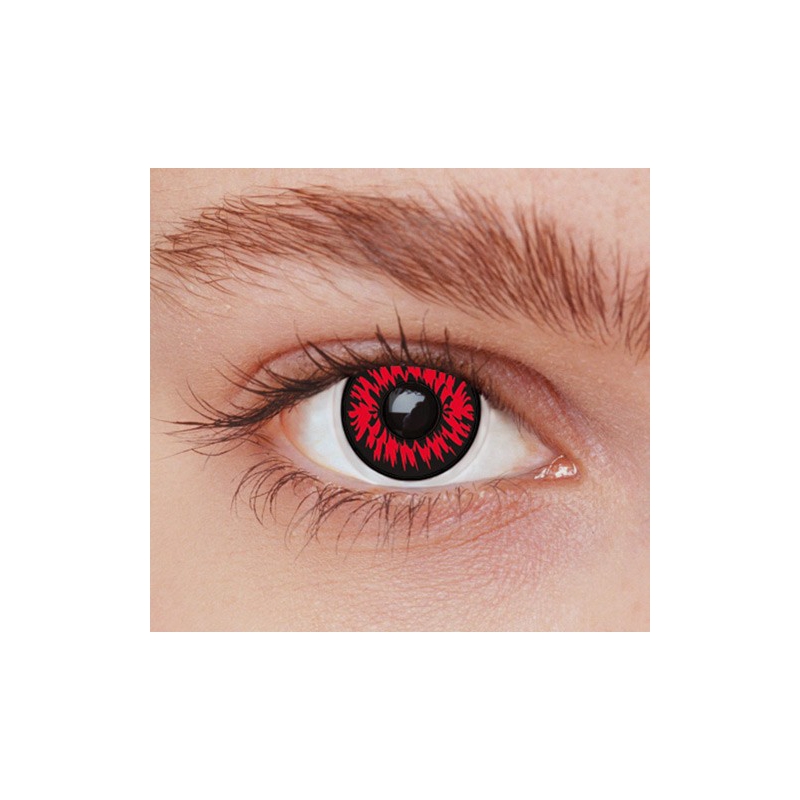 Lentilles loup rouge, complétez vos maquillages d'halloween grâce à cette paire de lentilles fantaisie rouge et noir
