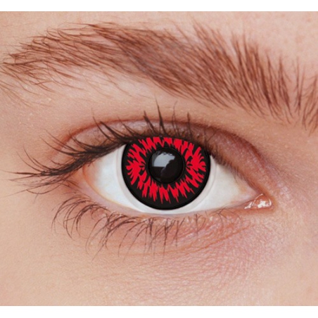 Lentilles loup rouge, complétez vos maquillages d'halloween grâce à cette paire de lentilles fantaisie rouge et noir