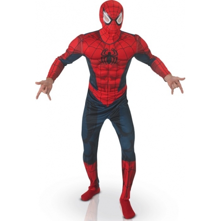deguisement spiderman adulte Marvel Universe avec torse 3D, bras rembourrés et cagoule