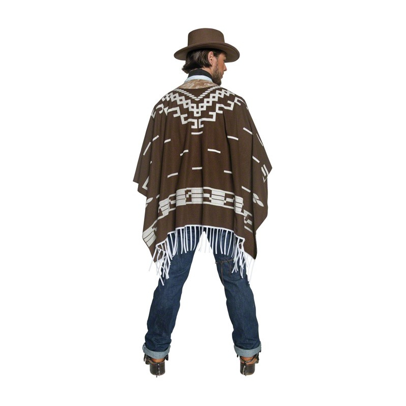 Poncho western, costume de cowboy avec gilet, chemise, écharpe et poncho 