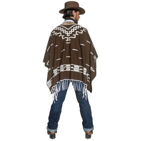 Poncho western, costume de cowboy avec gilet, chemise, écharpe et poncho 